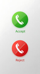 Green accept and red reject call buttons with phone icon on white background