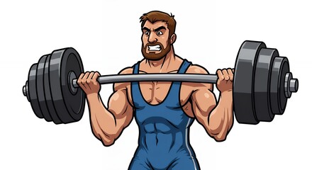 Muscular man lifting weights illustration