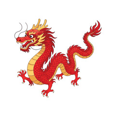 Red Chinese Dragon Illustration Mythical Creature Asian Art Vector Graphic  Traditional Design Fierce Dragon Image