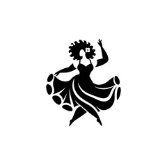 Black Silhouette of a South African Woman on a Dancing Pose