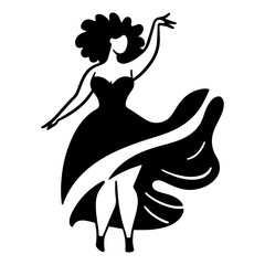 Black Silhouette of a South African Woman on a Dancing Pose