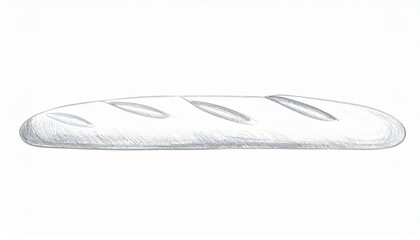 Detailed Black and White Sketch of a Fresh Baked Loaf of Bread on a White Background