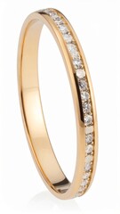 Elegant Gold Eternity Ring with Diamonds Isolated Against a White Background Showcasing its Fine