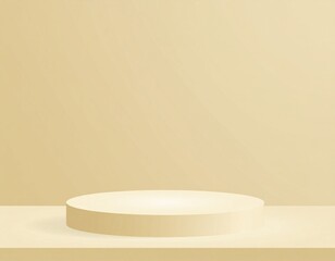Neutral Beige Minimalist Platform for Product Display on Solid Beige Background