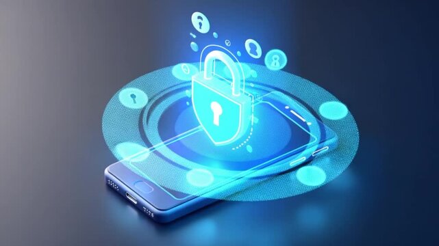 Smart phone with secure AI icon animation concept of Artificial Intelligence 3d icon animation