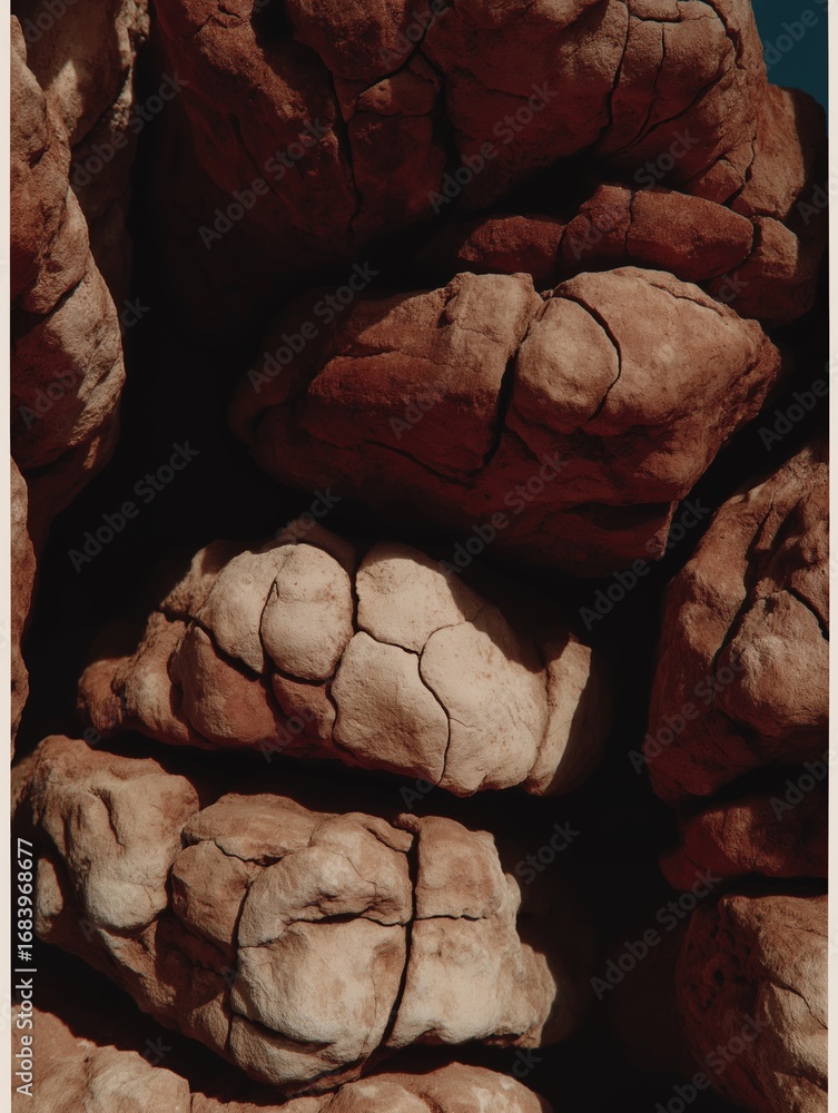 Aufkleber close-up of a group of rocks. the rocks are of different sizes and shapes, with some being larger an