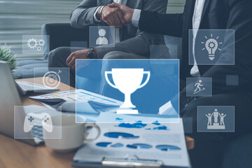 Achievement and success concept representing goal accomplishment, motivation, performance,...