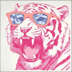 drawing of a stylish tiger with glasses 3