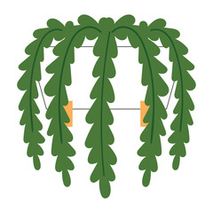 Hanging plant with leafy green foliage Vector