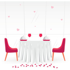 Minimalist dinner table with red accents Vector