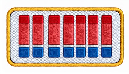 Graphic Rows of Red White and Blue Rectangles Pattern on a Textured Light Background