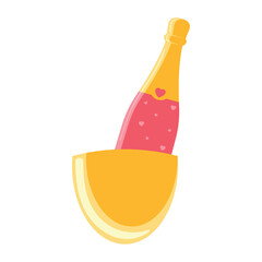 Champagne bottle in ice bucket Vector