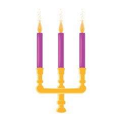 Gold candelabra with three pink candles Vector