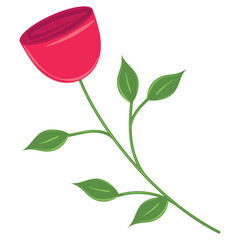 Red rose with green stem in vibrant style Vector