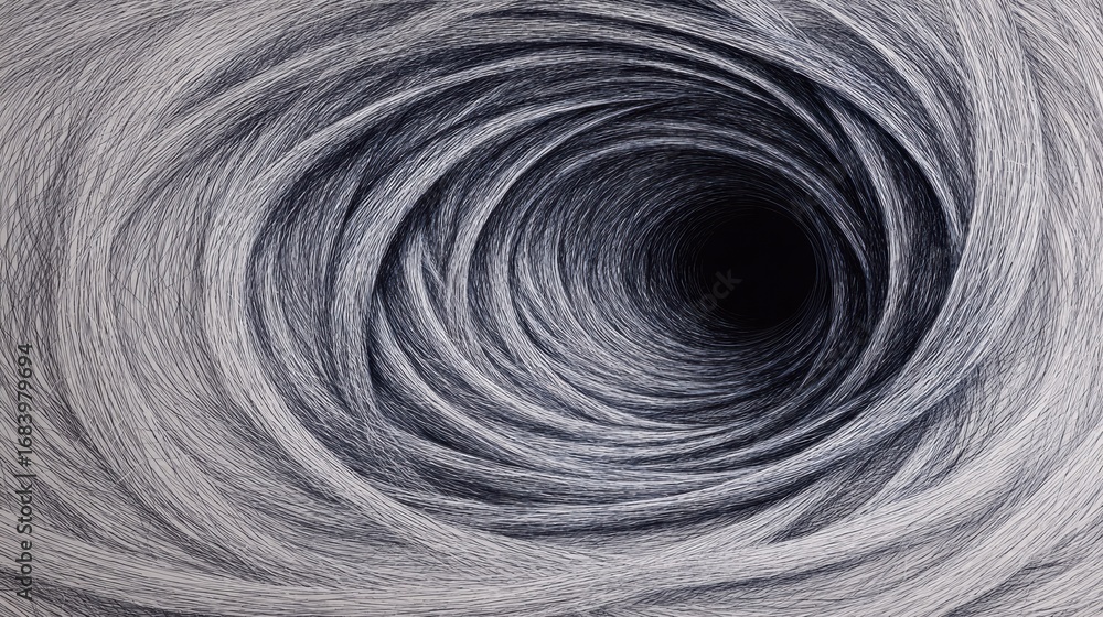 Poster intricate swirling lines form a mesmerizing tunnel effect, drawing the viewer into a depth that sugg
