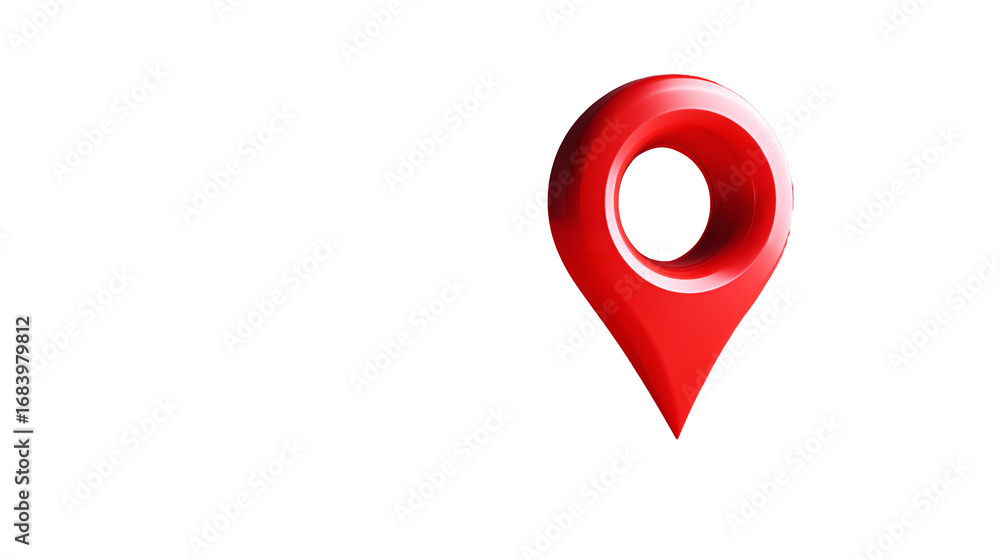 Fototapete sleek shiny red location pin for digital mapping navigation on transparent background