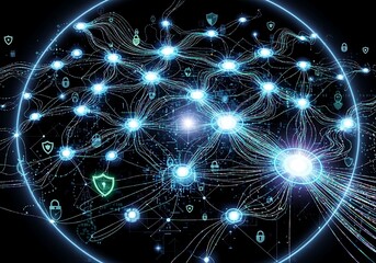 Global Network System, Digital Security, Futuristic Technology.