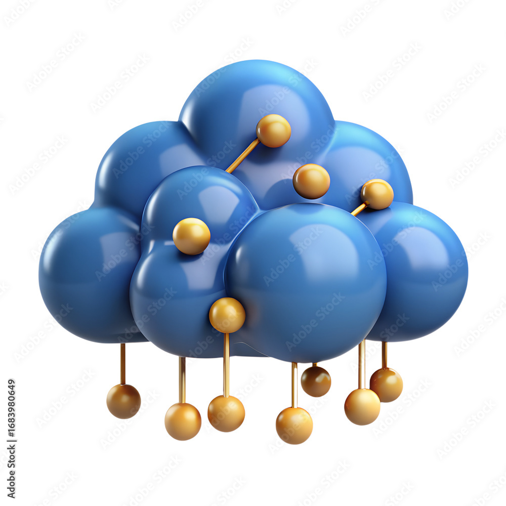 Aufkleber blue cloud storage technology concept render, cloud computing, data center, network, backup and secu
