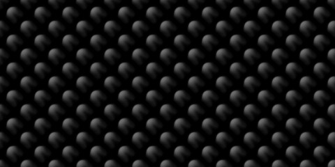 A black background features a repeating pattern of small spheres. The textured surface creates a sleek, modern look, ideal for design projects or tech-inspired visuals.