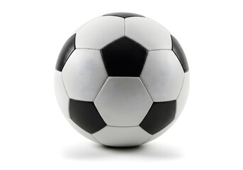 Fototapeta premium Detailed CloseUp of a Classic Black and White Soccer Ball Isolated on White Background.