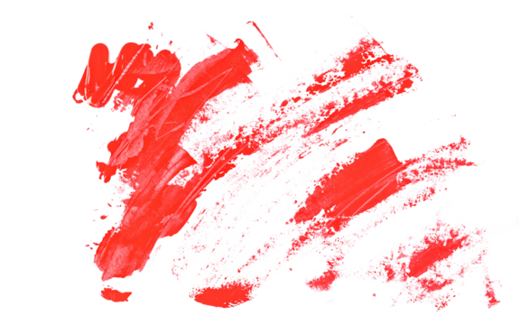 photo red grunge brush strokes acrylic paint, scribble isolated on white background, clipping path