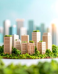 Fototapeta premium Miniature city model with greenery