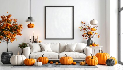Modern Halloween living room mockup
