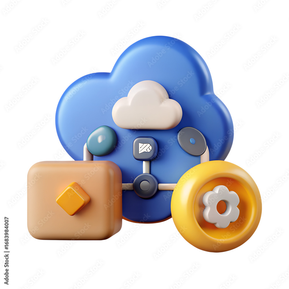 Aufkleber cloud storage download concept illustration for secure data backup and transfer service platform on 