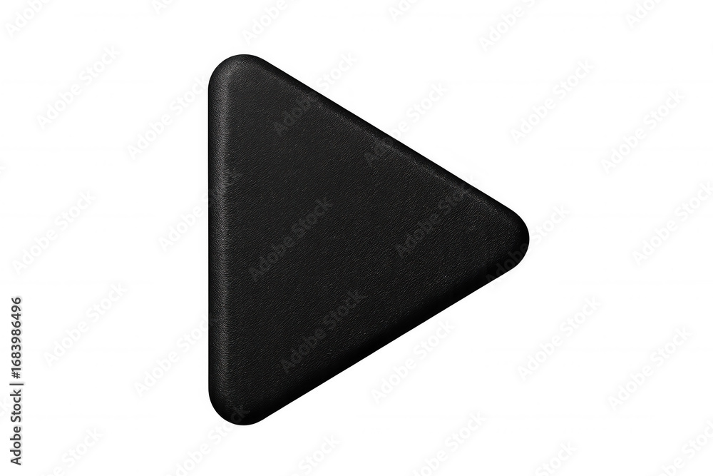 Aufkleber 3d rendering of a black rounded triangle play button pointing to the right on a transparent backgrou