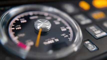 Medium shot focusing on UPS load percentage meter in the center dial clearly visible surrounding buttons and icons blurred.
