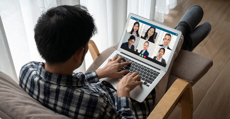 Business people on video conference for modish virtual group meeting of corprate business office workers