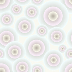 Seamless pattern with white, yellow and pink circles. Vector illustration in pale, pastel shades for decorating your textile and interior designs