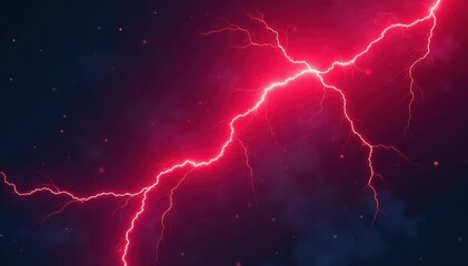 Crimson bolts of electricity crackle, incandescent against a black sky , illustration, crimson
