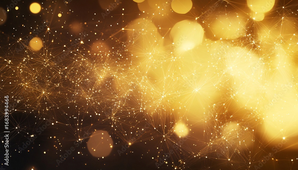 Poster the illustration shows a network of interconnected lines and points, glowing with a golden light aga