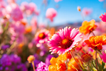 Vibrant Red and Yellow Blanket Flowers in Soft Focus Photography
