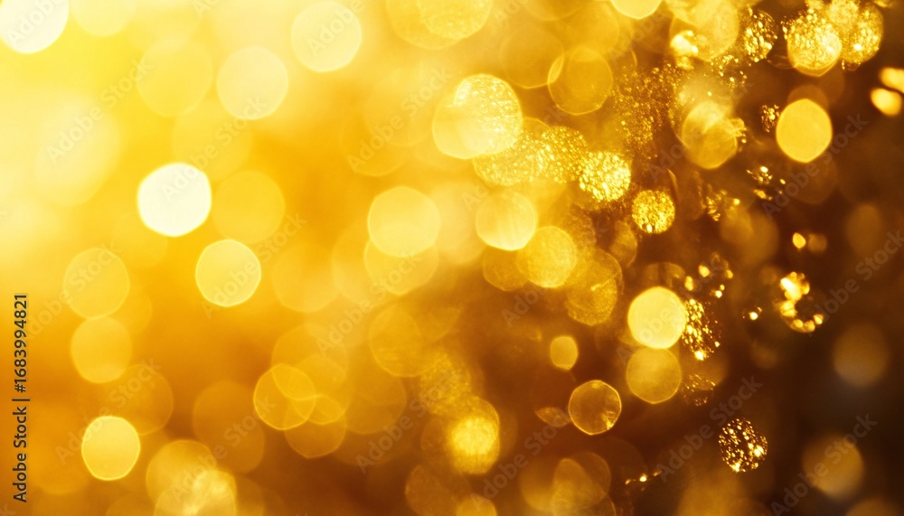 Poster the illustration shows an out of focus image of many golden circles of light, creating a bokeh effec