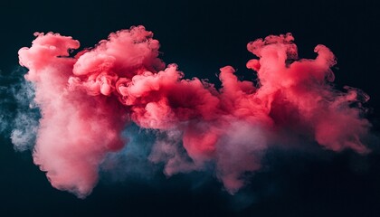 Fototapeta premium The image shows a large, abstract cloud of pink and dark smoke against a black background; the smoke has a soft, ethereal quality.