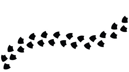 duck trail, bird tracks footprints on transparent background, path, isolated simple flat style	
