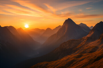 Golden Sunrise Over Majestic Mountain Peaks © MDKausar