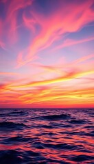 Obraz premium Abstract swirling colors of orange, purple, and pink evoke a sunset over calm ocean waves, calm, serenity, visual