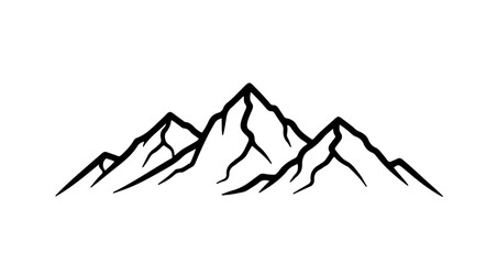 Minimalist mountain range illustration with black outline