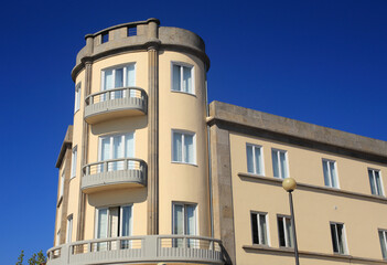 Obraz premium Portugal, Minho Region, Viana do Castelo. Beautiful example of an Art Deco building facade in Viana do Castelo city centre.