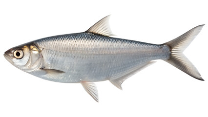A milkfish with silver body, , isolated on a transparent background