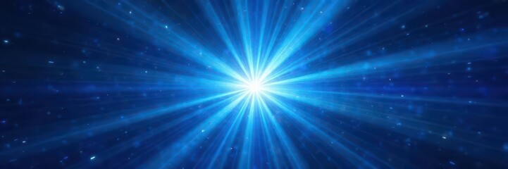 Fototapeta premium Abstract blue sunburst, radiating light effect, backdrop, shine, glow