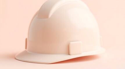Fototapeta premium White safety helmet isolated on a pink background. Close-up.