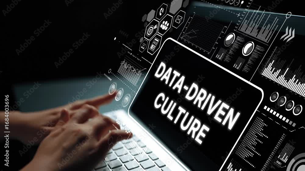 Aufkleber digital transformation in business through data-driven culture and innovative technology for effecti