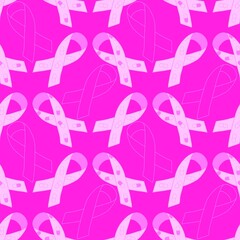 Breast cancer month seamless pink ribbon day mammogram pattern for medical accessories and medicine textiles
