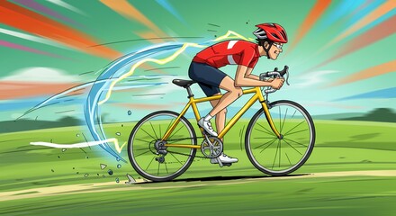 Obraz premium Person cycling fast outdoor