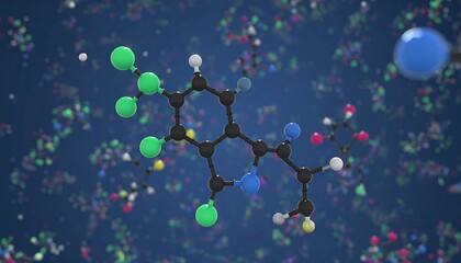 Molecular structure of a compound amidst other molecules