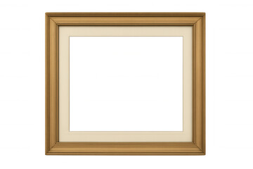 Classic wooden picture frame with transparent background, perfect for showcasing artwork or photographs